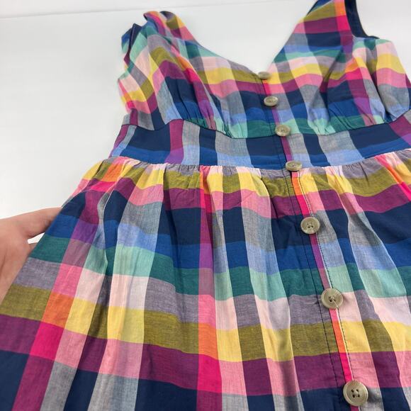 J. Crew Petite 2P Mixed-Plaid Button-Up Fit & Flare Sleeveless Midi Cotton Dress - Picture 12 of 14